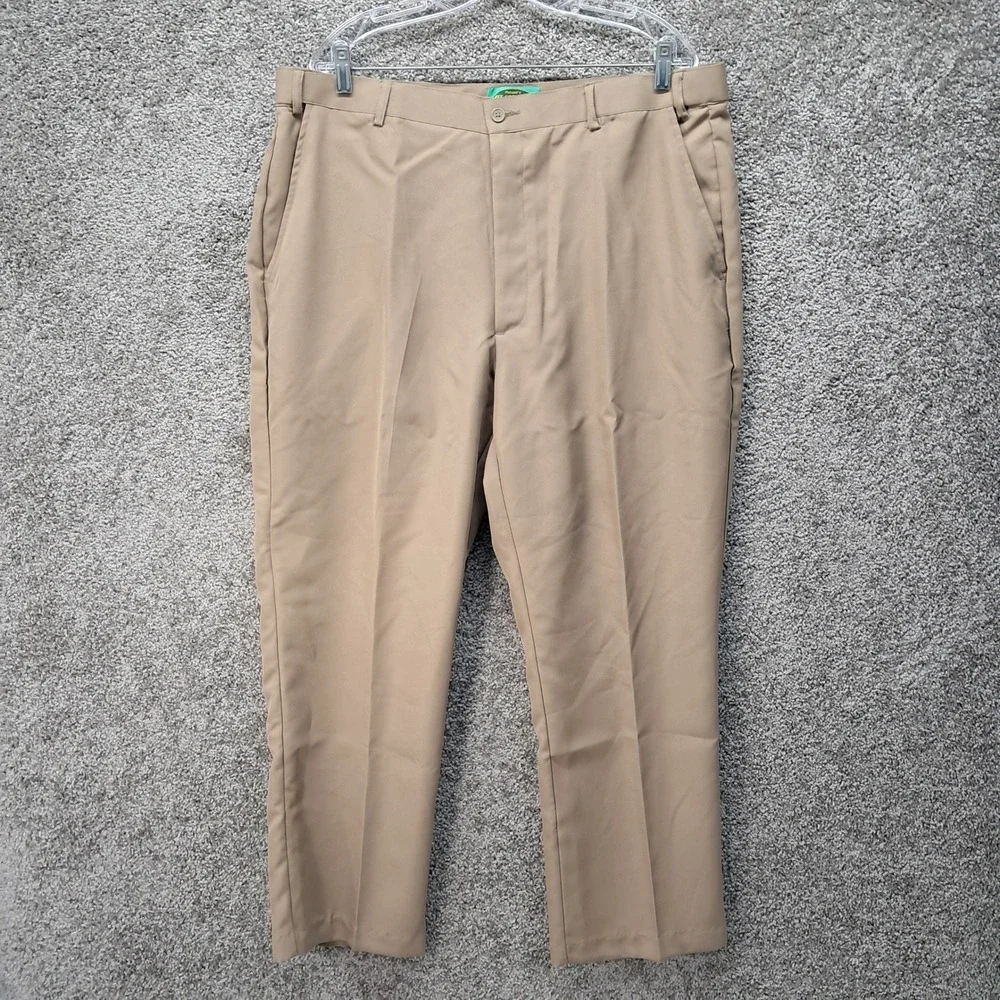 Haband Fit-Forever Mens Tan Khaki Dress Slacks Permanent Press Pants 40M 8107
